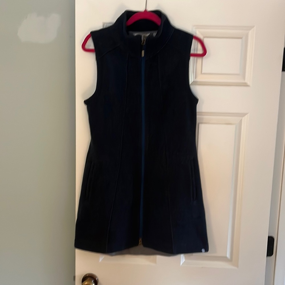 Toad & Co. long navy wool vest